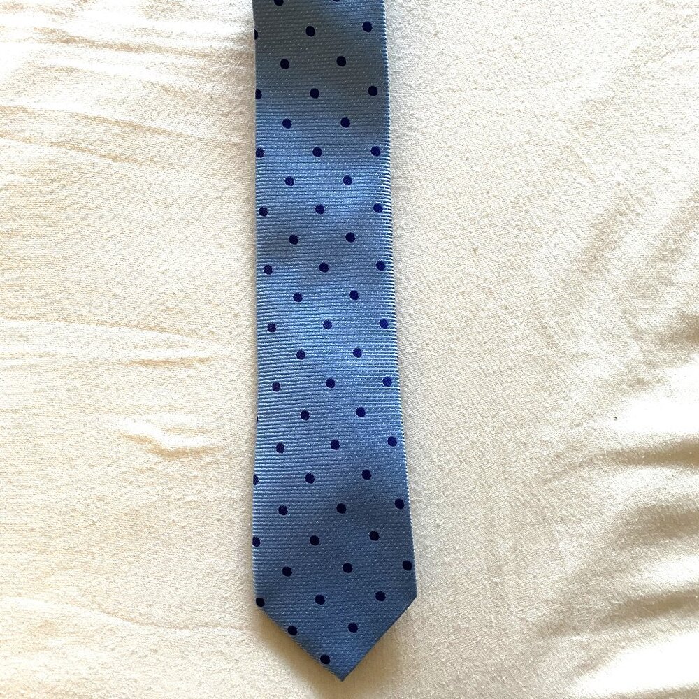 Men's Tie by Elegance - light blue with dark blue dots